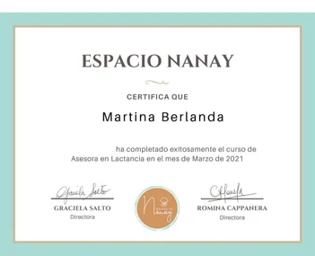 Certificado — Asesora en Lactancia Materna